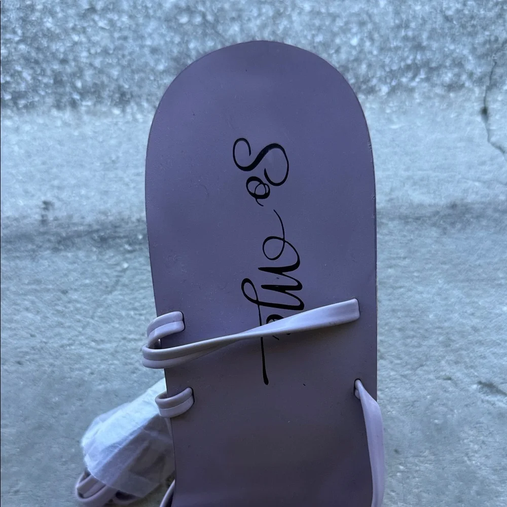 Lace-Up Flat Sandals in Lavender - Picture 3 of 9